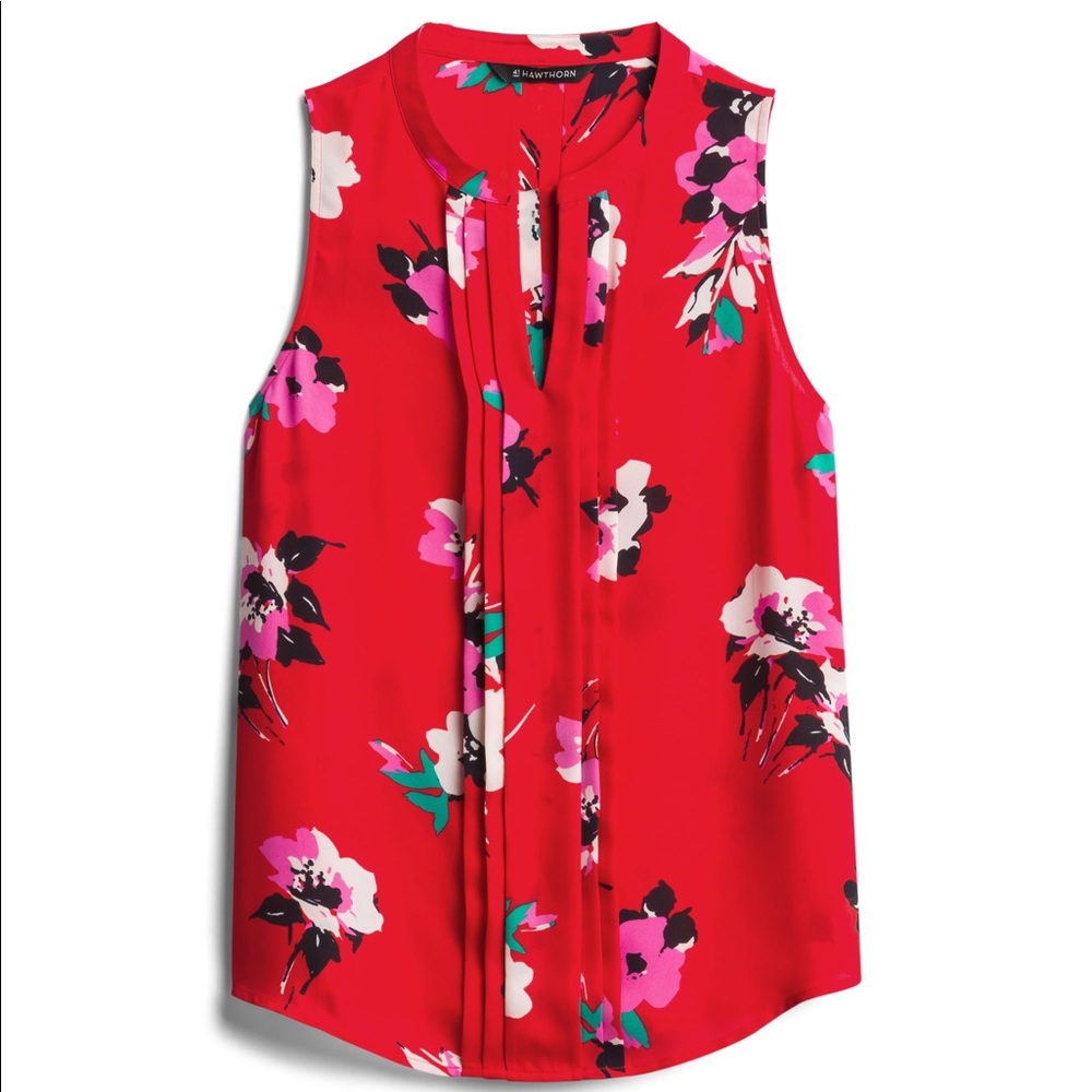 41 Hawthorn sleeveless pleated floral blouse 2x